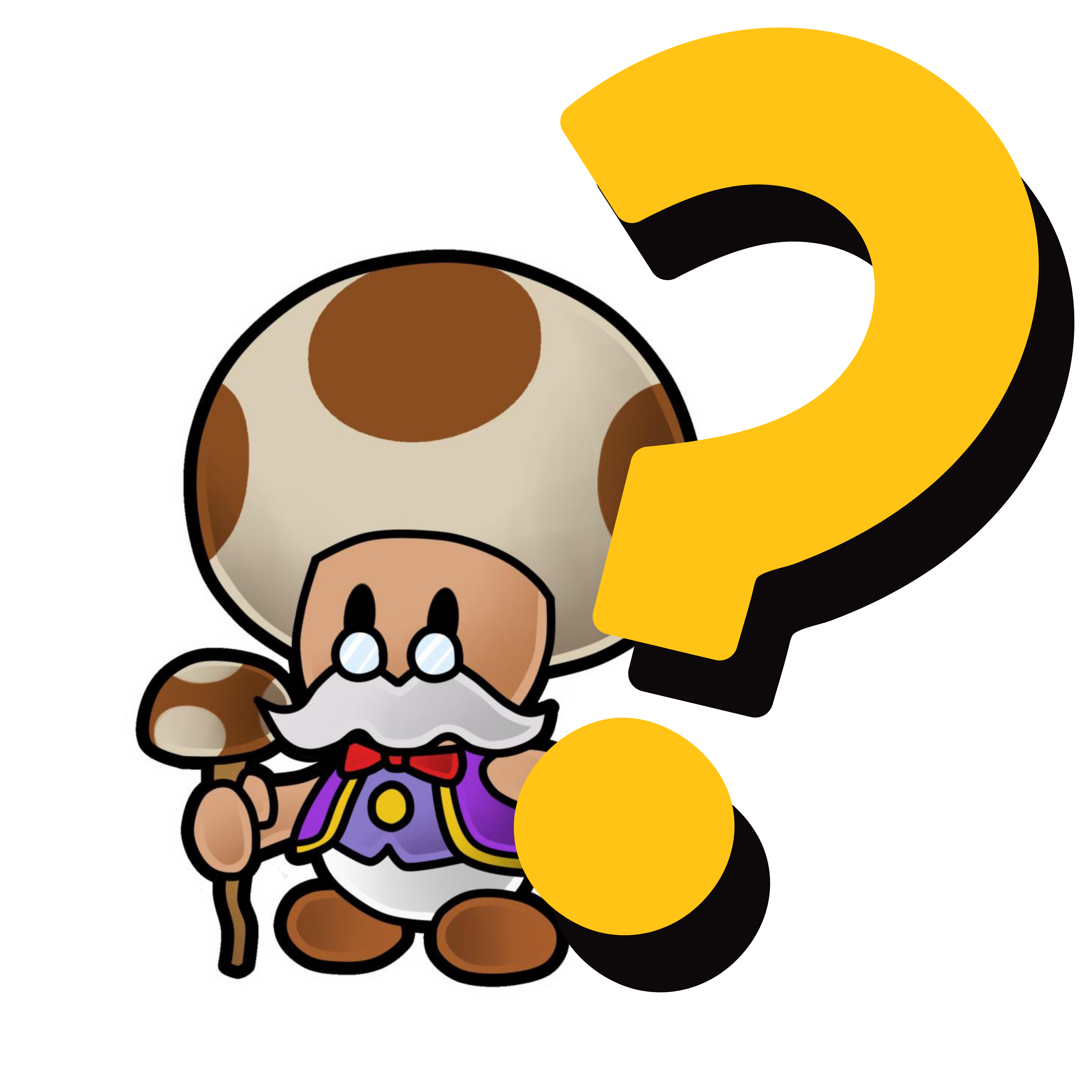 Toadsworth with a giant question mark — where did he go?